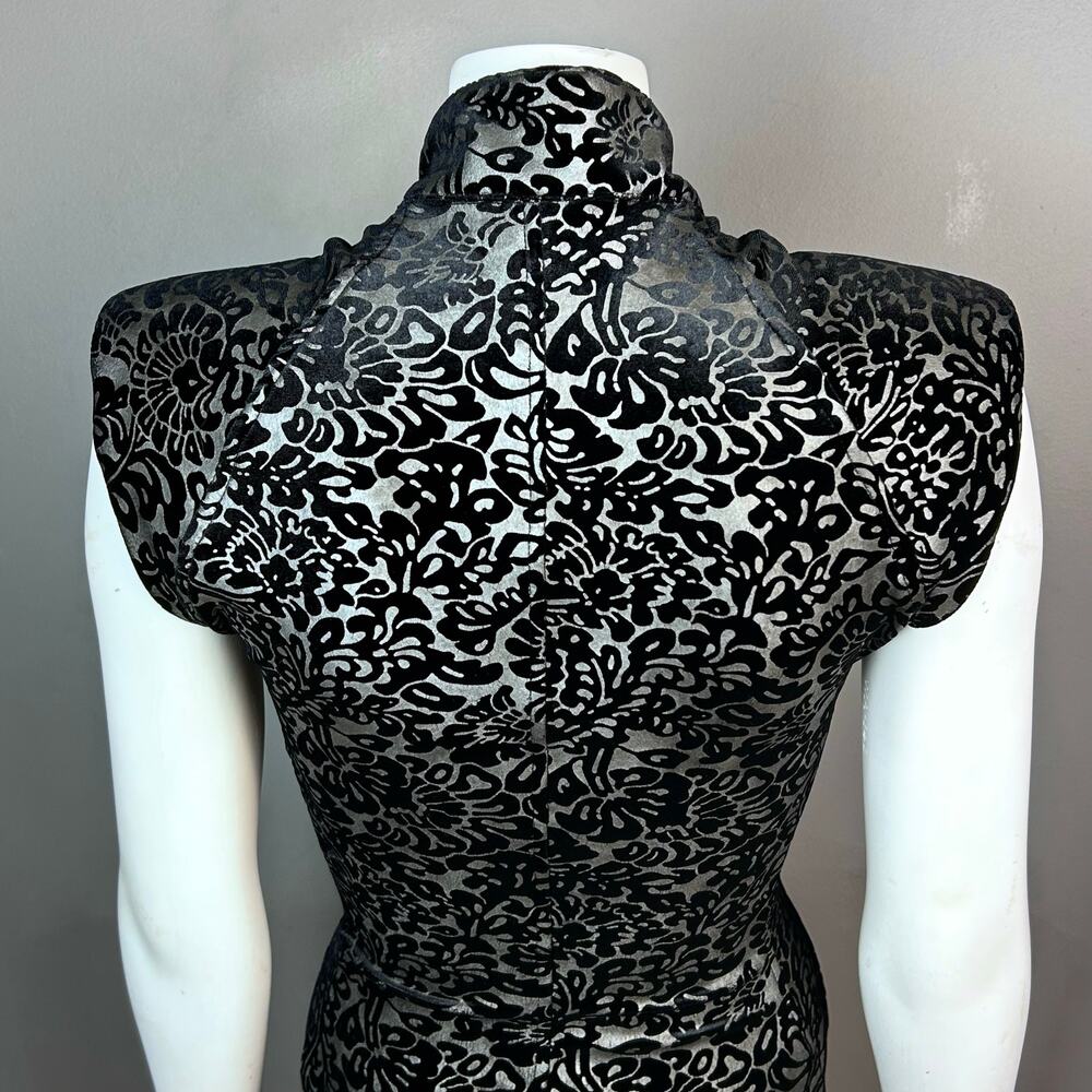 Shrine Los Angeles Dress Small mini Goth 90s burnout velvet zip-up bodycon - Picture 6 of 12